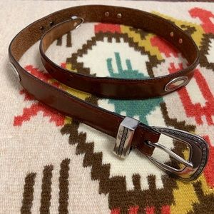 VTG Brown & Silver Leather Western Belt